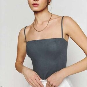 Reformation Overland Linen Top in Blue Women's Size 10